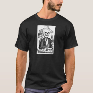 Skeleton Drinking Tequila and Smoking, Mexico T-Shirt