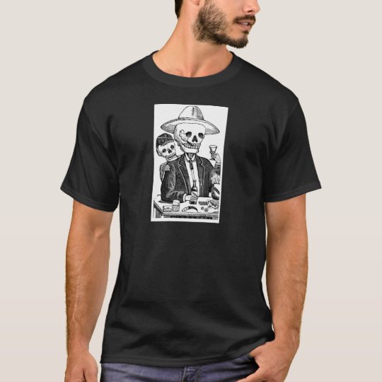 Skeleton Drinking Tequila and Smoking, Mexico T-Shirt