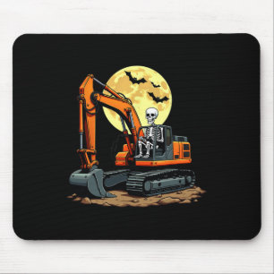 Skeleton Driving Excavator Halloween Construction  Mouse Pad