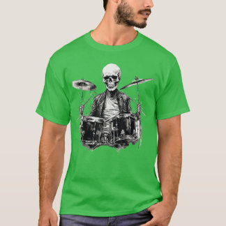 Skeleton Drummer Guy Rock And Roll Band Rock On Dr T-Shirt