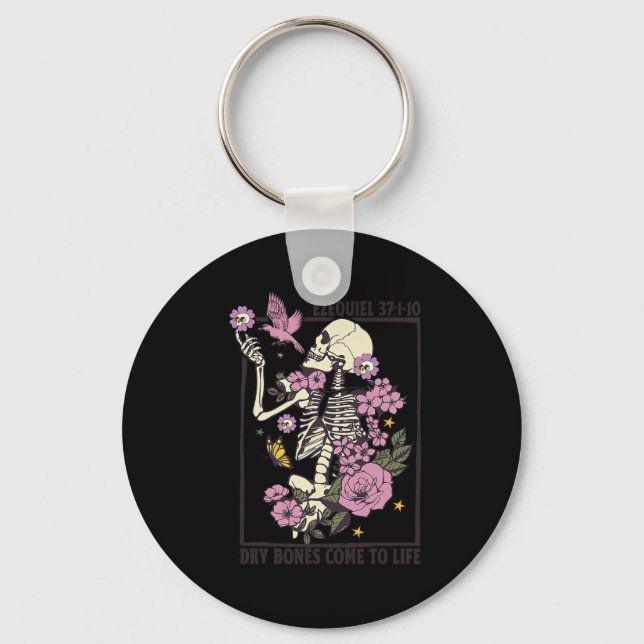 Skeleton Dry Bones Come To Life Christian Hallowee Keychain (Front)