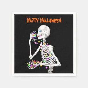 Skeleton Eating Halloween Candy Napkin