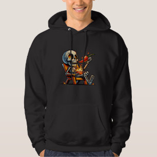 Skeleton eating hot peppera hot sauce addict on fi hoodie
