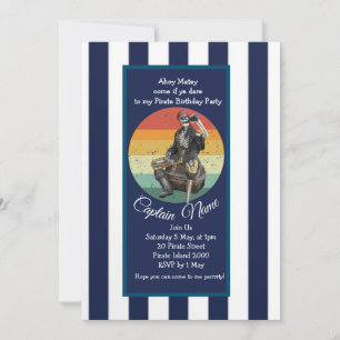 Skeleton Epic Pirate Party Invitation