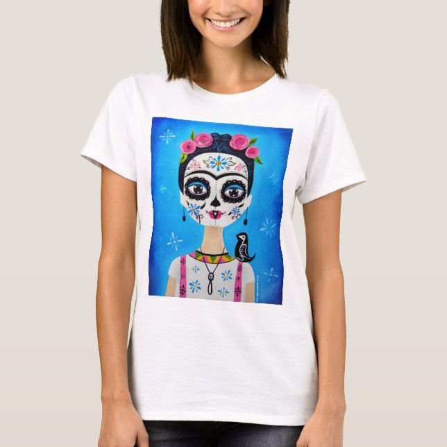 Skeleton Face with bird T-Shirt (Front)