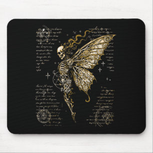 Skeleton Fairy Moth Occult Symbols Dark Gothic Art Mouse Pad