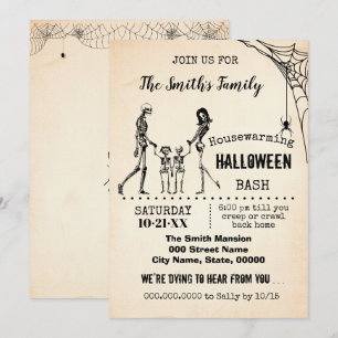 Skeleton Family Housewarming Halloween Party Bash Invitation