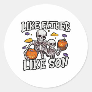 Skeleton Father Son Matching Halloween Costume Classic Round Sticker