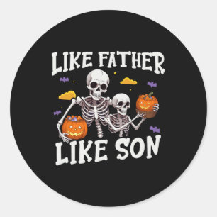 Skeleton Father Son Matching Halloween Costume Classic Round Sticker