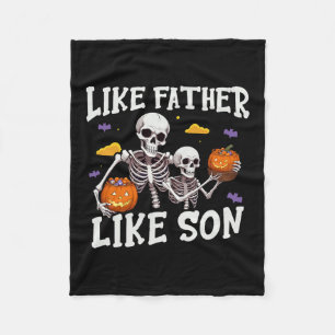 Skeleton Father Son Matching Halloween Costume Fleece Blanket