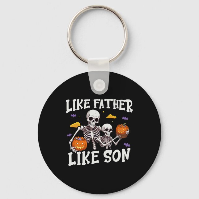 Skeleton Father Son Matching Halloween Costume  Keychain (Front)