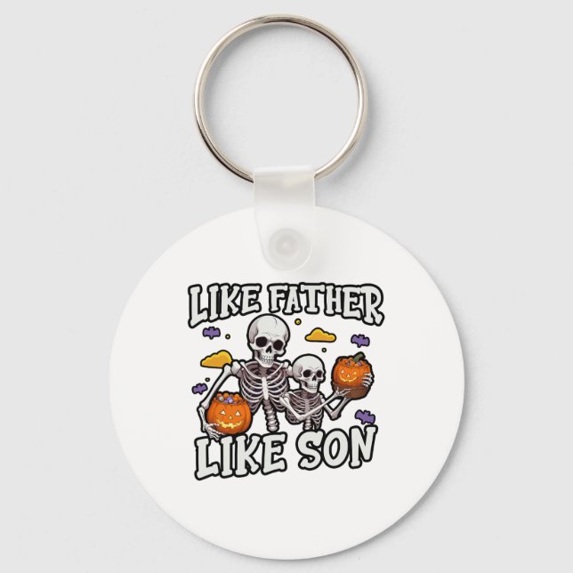 Skeleton Father Son Matching Halloween Costume  Keychain (Front)