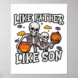 Skeleton Father Son Matching Halloween Costume  Poster