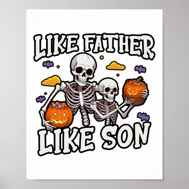 Skeleton Father Son Matching Halloween Costume  Poster (Front)