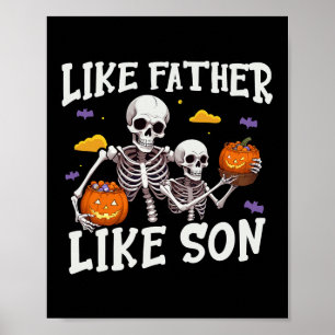 Skeleton Father Son Matching Halloween Costume Poster