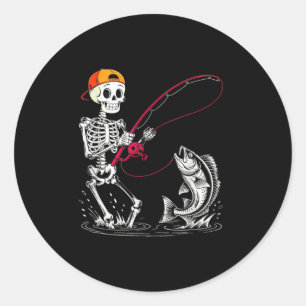 Skeleton Fishing Halloween Costume Funny Fishing B Classic Round Sticker