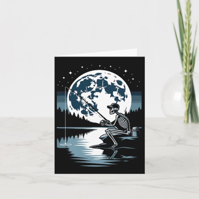 Skeleton Fishing Halloween Spooky Fisherman Under  Card (Front)