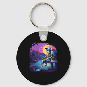 Skeleton Fishing Sunset Byss Fisherman Skeleton Ha Keychain