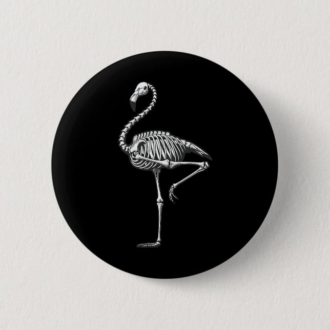 Skeleton Flamingo Halloween  2 Inch Round Button (Front)