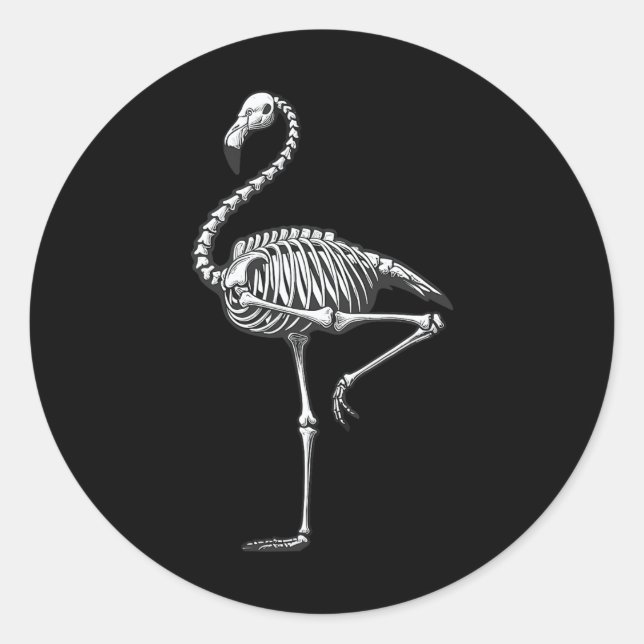 Skeleton Flamingo Halloween  Classic Round Sticker (Front)