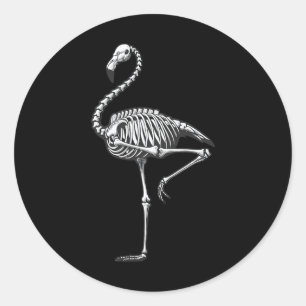 Skeleton Flamingo Halloween  Classic Round Sticker