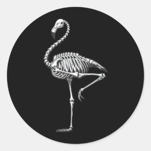 Skeleton Flamingo Halloween Classic Round Sticker