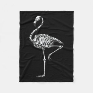 Skeleton Flamingo Halloween  Fleece Blanket