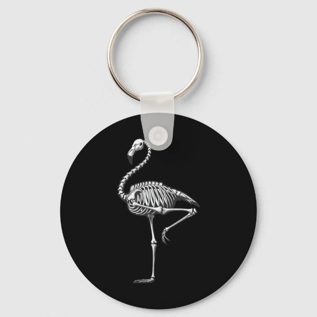 Skeleton Flamingo Halloween  Keychain (Front)