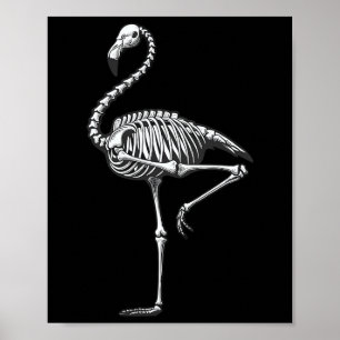 Skeleton Flamingo Halloween  Poster