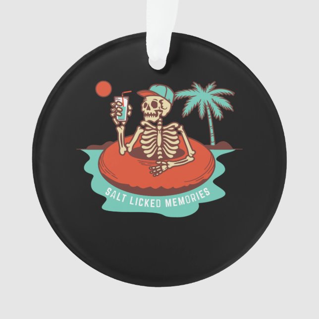 Skeleton Floating with a Cocktail on a  Ornament (Front)