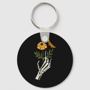 Skeleton Floral Hands Clic Retro Halloween Women's Keychain