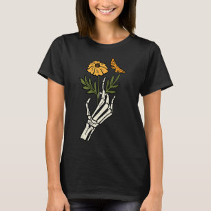 Skeleton Floral Hands Clic Retro Halloween Women's T-Shirt