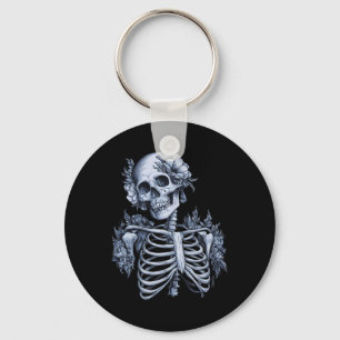 Skeleton Floral Skull Halloween Gothic Occult Wome Keychain