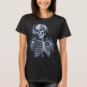 Skeleton Floral Skull Halloween Gothic Occult Wome T-Shirt