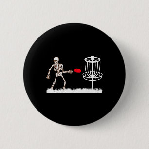 Skeleton Flying Disc Golf Frisbee Golfer Ghost Hal 2 Inch Round Button