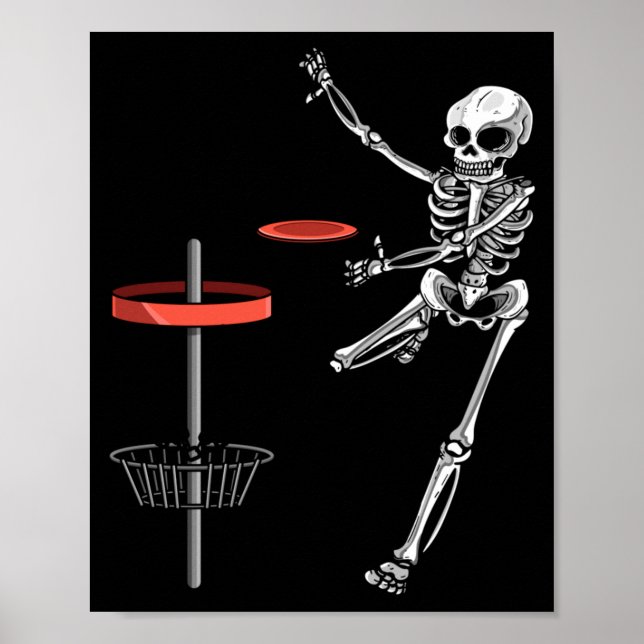 Skeleton Flying Disc Golf Halloween Frisbee Easy Poster (Front)