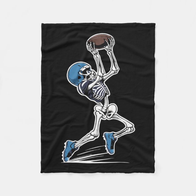 Skeleton Football Halloween Men Boys Women Footbal Fleece Blanket (Front)