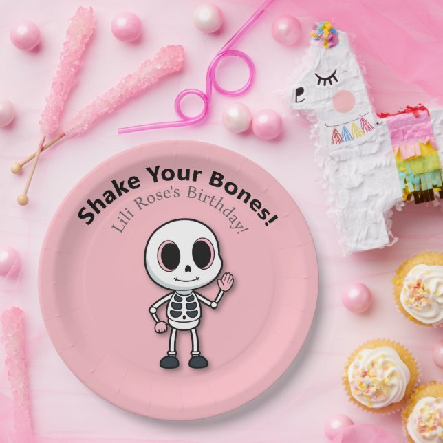 Skeleton Fun | Halloween Birthday Party Paper Plate (Party)