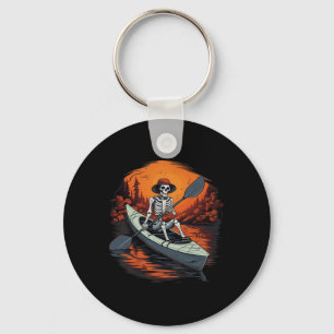 Skeleton Funny Kayaking Canoeing Halloween Kayaker Keychain