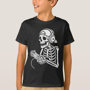 Skeleton Gamer Funny Video Gaming Controller Headp T-Shirt