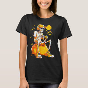 Skeleton Gamer Funny Video Gaming Halloween Boys M T-Shirt