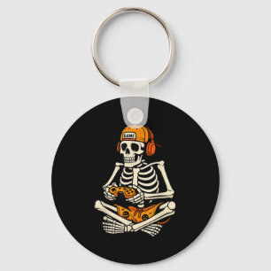 Skeleton Gamer Headphone Funny Halloween Gaming Bo Keychain