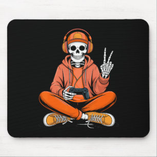Skeleton Gamer Video Gaming Halloween Boys Men Kid Mouse Pad