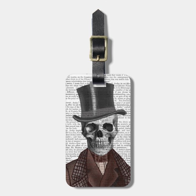 Skeleton Gentleman and Top hat Luggage Tag (Front Vertical)