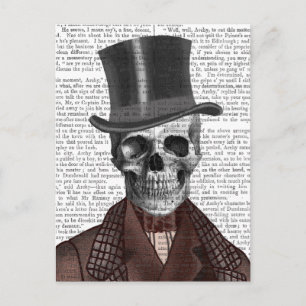 Skeleton Gentleman and Top hat Postcard