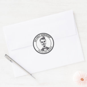 Skeleton Gentleman Barber Logo Cross Branding  Classic Round Sticker