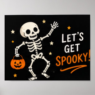 Skeleton Get Spooky Halloween Card Poster