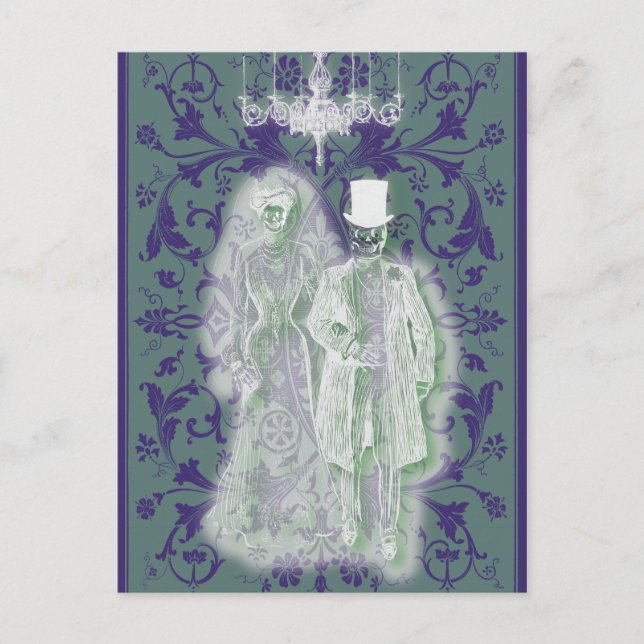Skeleton Ghost Bride and Groom Postcard (Front)