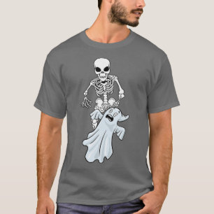 Skeleton Ghost Lazy Halloween Costume Fun Skull Sp T-Shirt