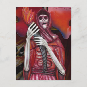 skeleton ghost postcard